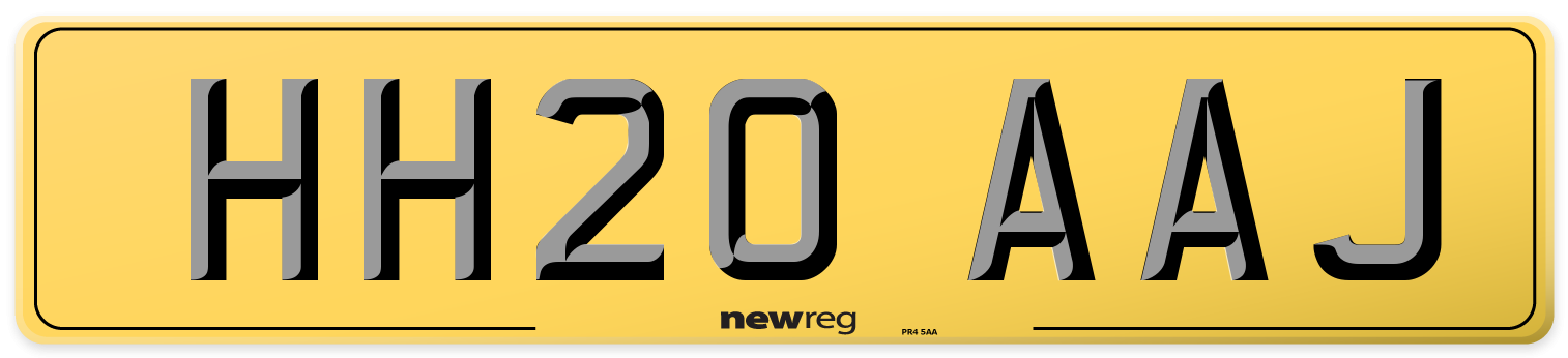 HH20 AAJ Rear Number Plate