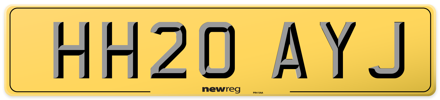 HH20 AYJ Rear Number Plate