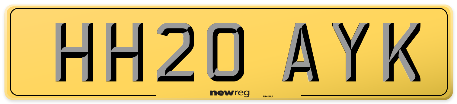 HH20 AYK Rear Number Plate
