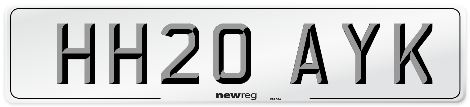 HH20 AYK Front Number Plate