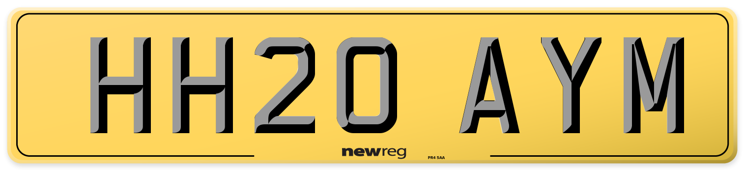 HH20 AYM Rear Number Plate