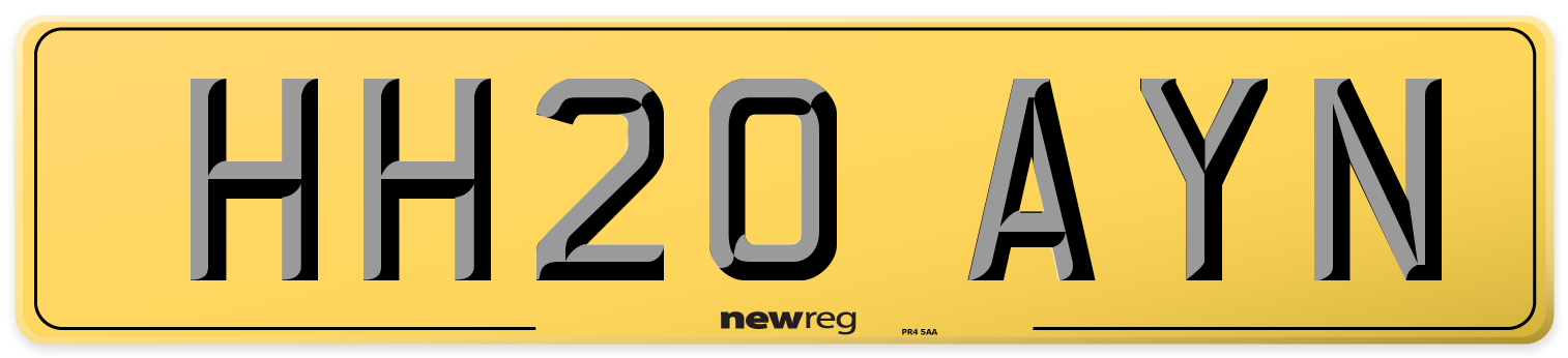 HH20 AYN Rear Number Plate