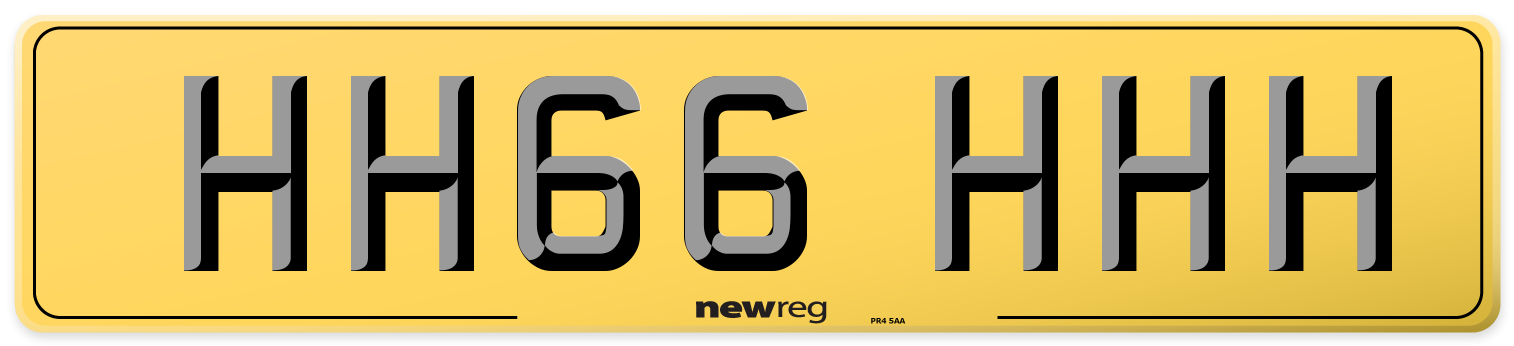HH66 HHH Rear Number Plate