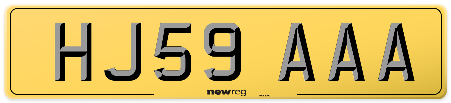 HJ59 AAA Rear Number Plate