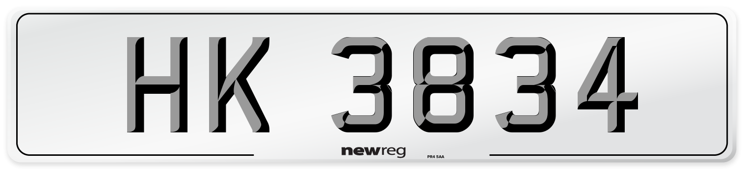 HK 3834 Front Number Plate