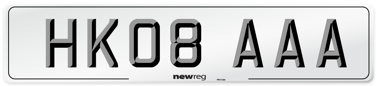 HK08 AAA Front Number Plate
