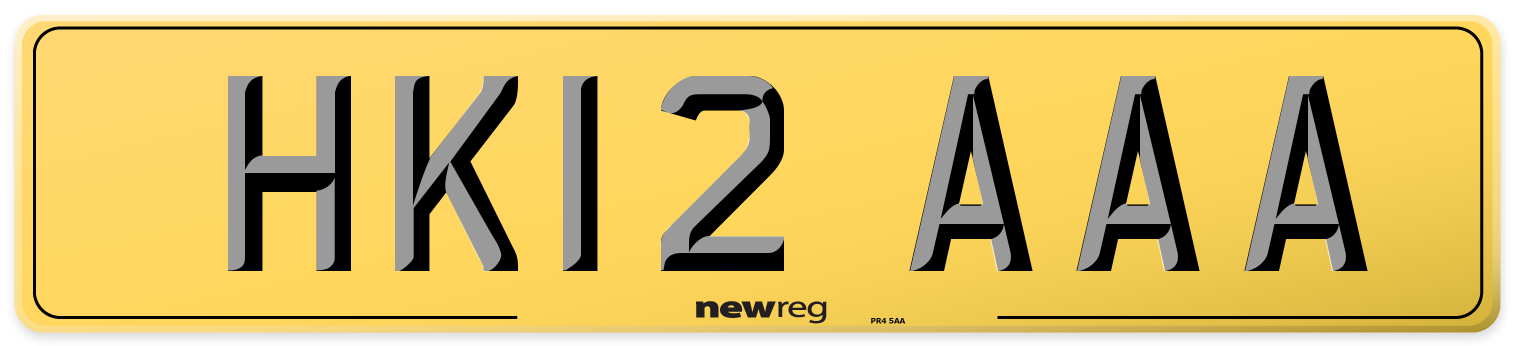 HK12 AAA Rear Number Plate