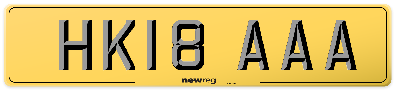 HK18 AAA Rear Number Plate