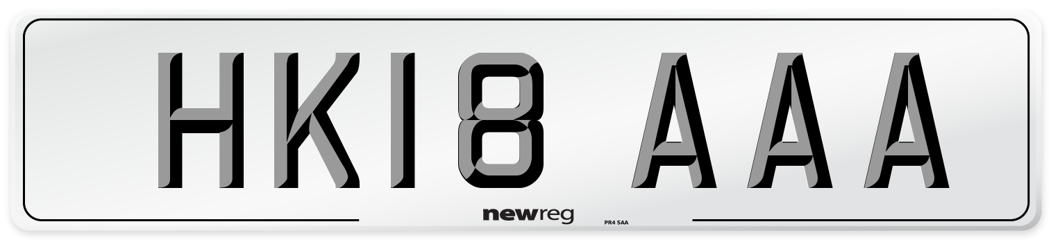 HK18 AAA Front Number Plate