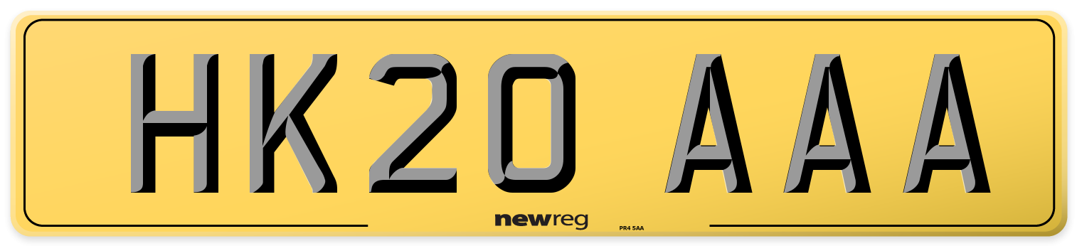 HK20 AAA Rear Number Plate
