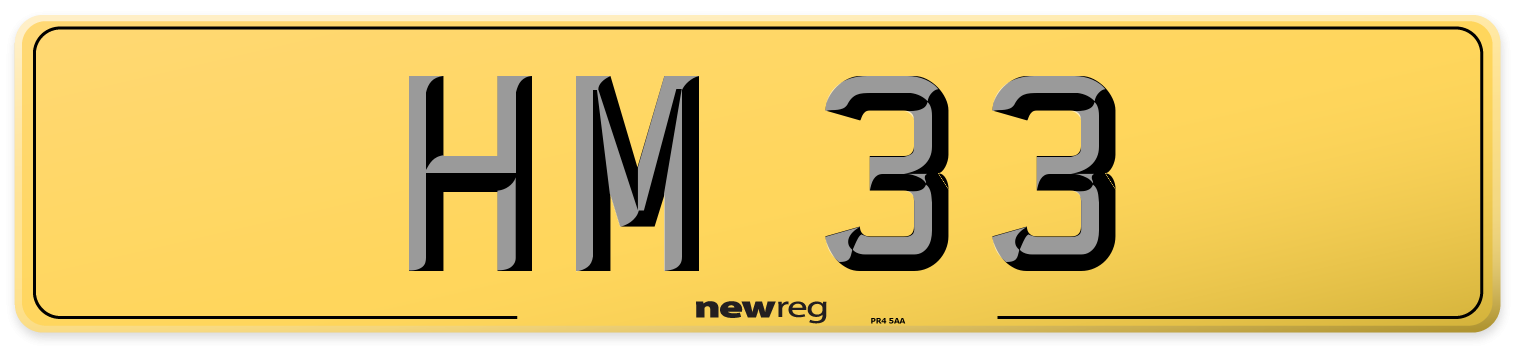 HM 33 Rear Number Plate