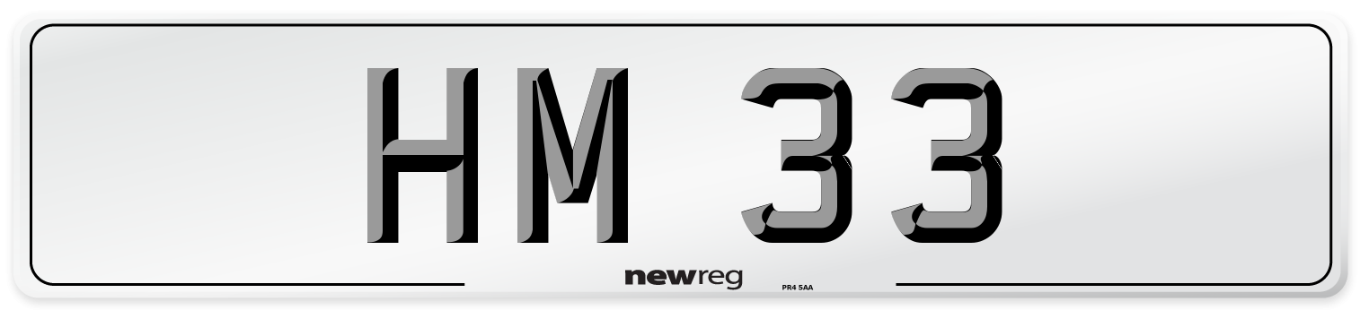 HM 33 Front Number Plate