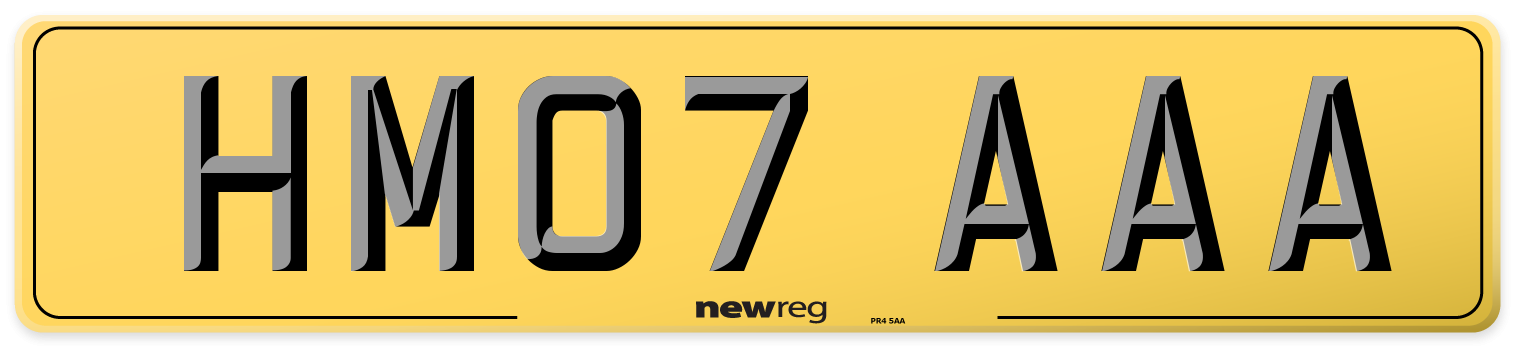 HM07 AAA Rear Number Plate