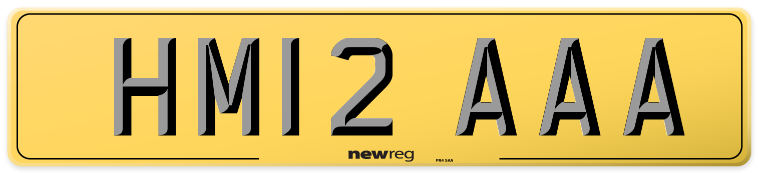 HM12 AAA Rear Number Plate