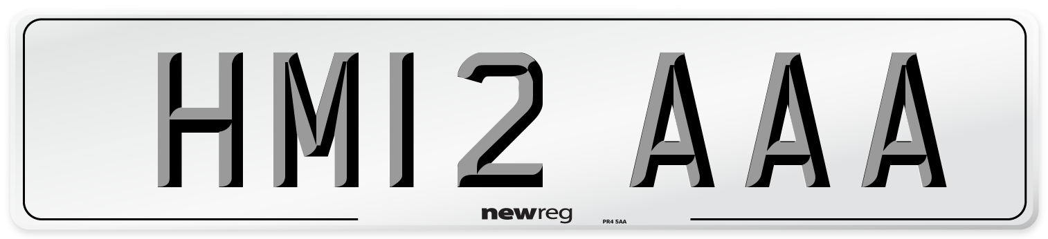 HM12 AAA Front Number Plate