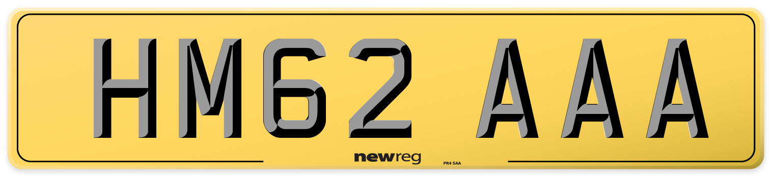 HM62 AAA Rear Number Plate