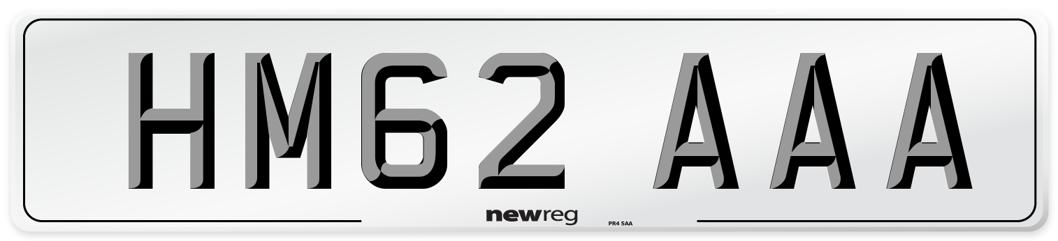 HM62 AAA Front Number Plate