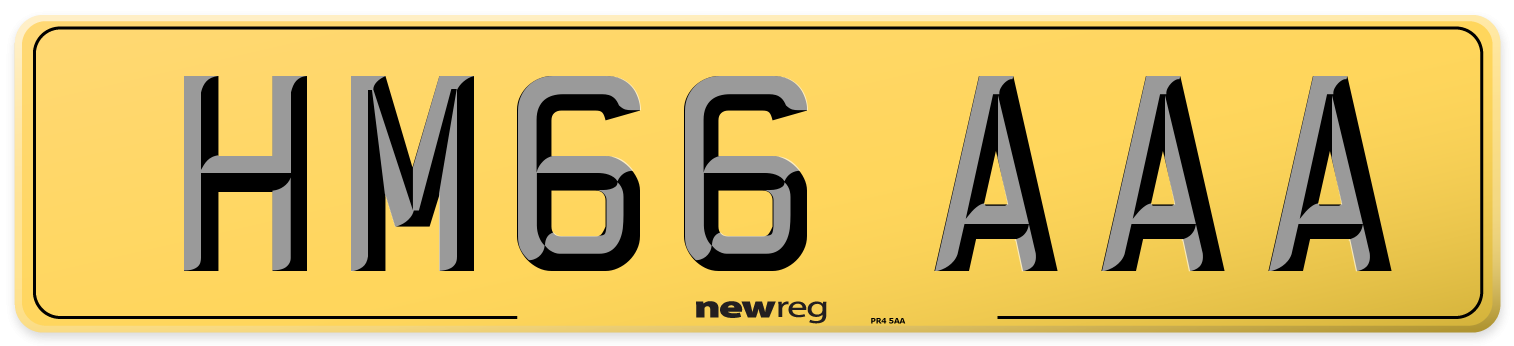 HM66 AAA Rear Number Plate