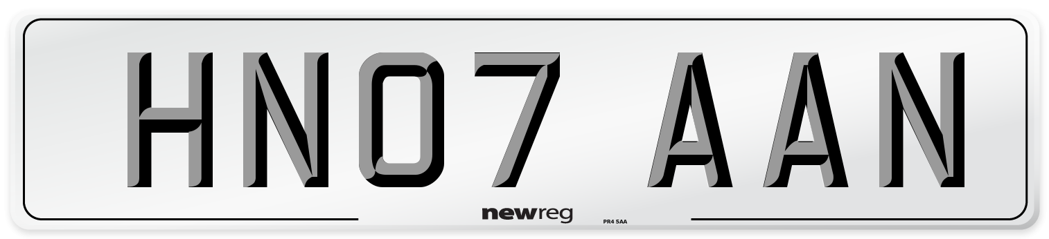 HN07 AAN Front Number Plate