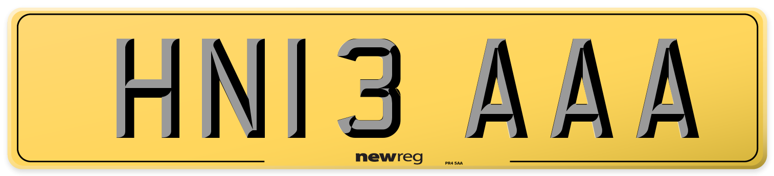 HN13 AAA Rear Number Plate