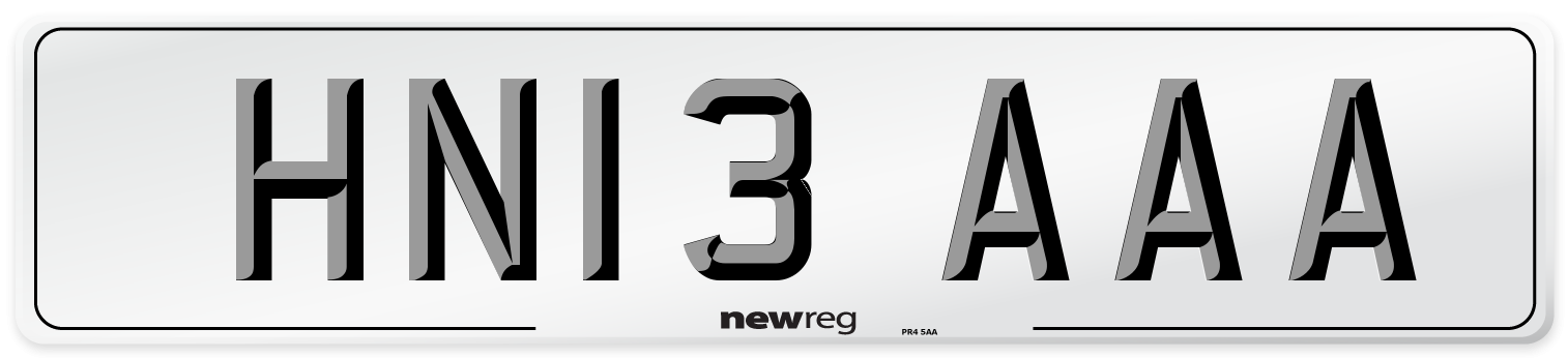 HN13 AAA Front Number Plate