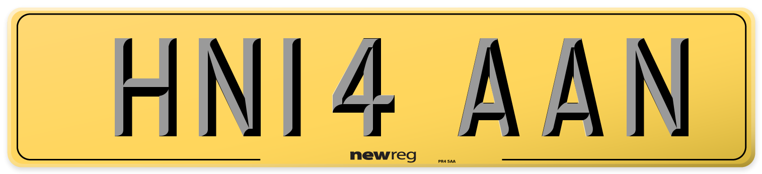 HN14 AAN Rear Number Plate