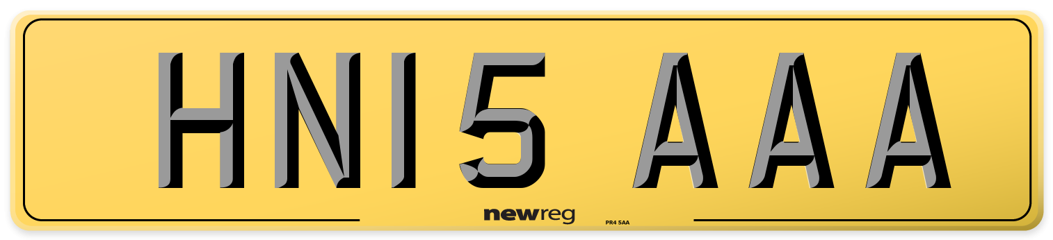 HN15 AAA Rear Number Plate