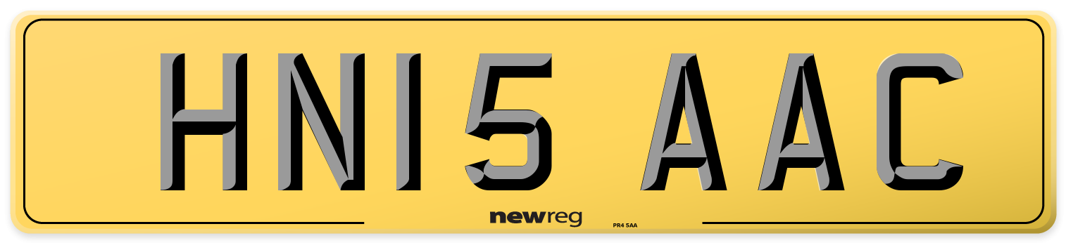 HN15 AAC Rear Number Plate