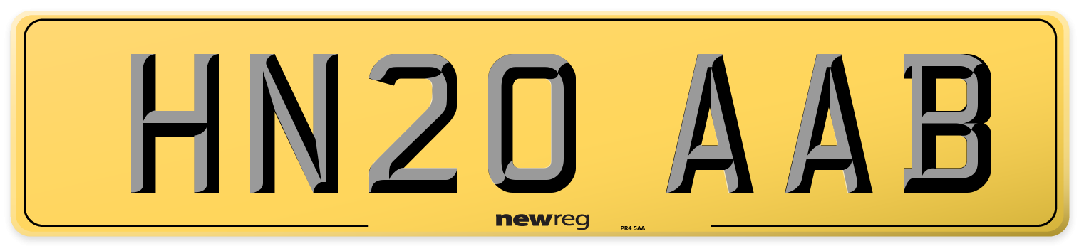 HN20 AAB Rear Number Plate