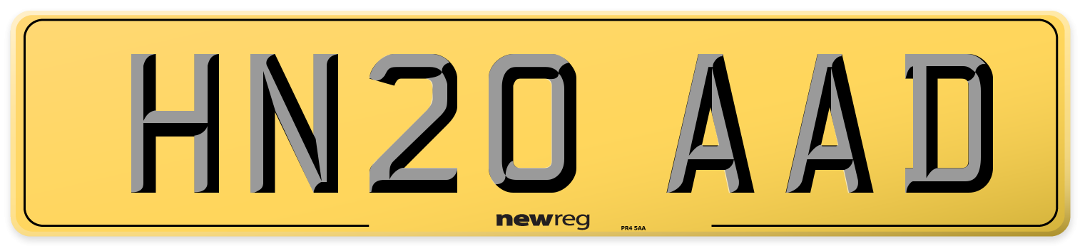 HN20 AAD Rear Number Plate