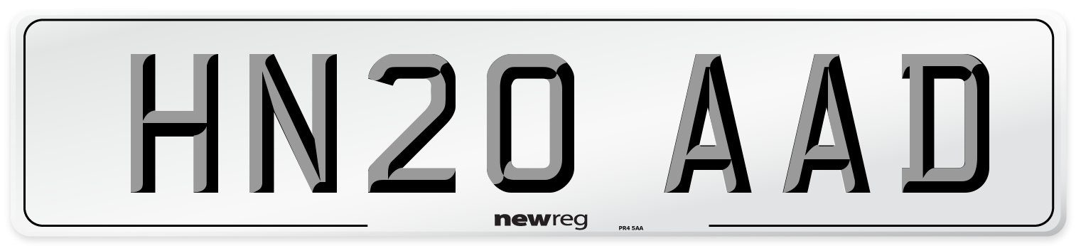 HN20 AAD Front Number Plate