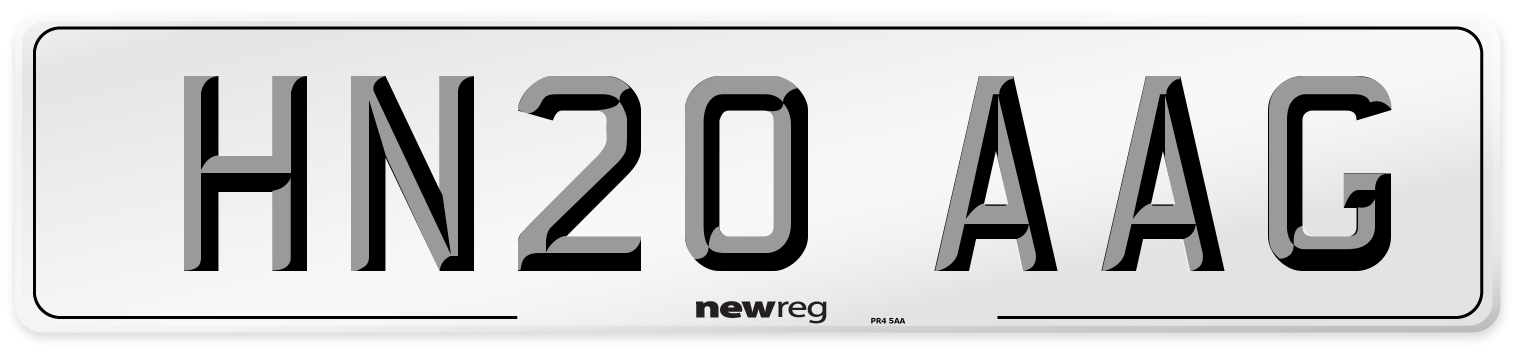 HN20 AAG Front Number Plate