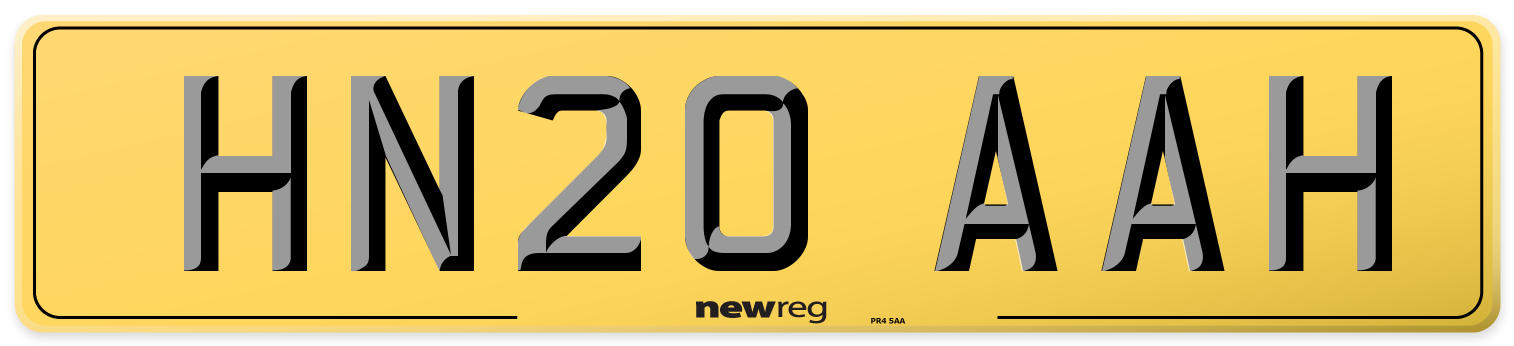 HN20 AAH Rear Number Plate