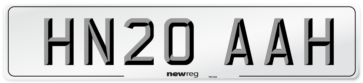 HN20 AAH Front Number Plate
