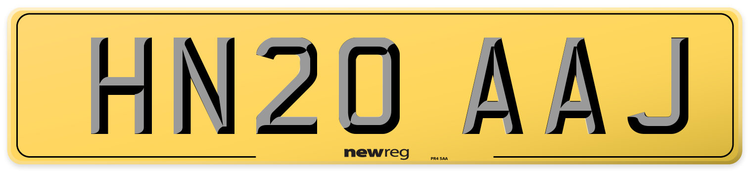 HN20 AAJ Rear Number Plate