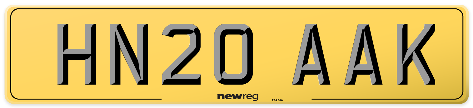 HN20 AAK Rear Number Plate