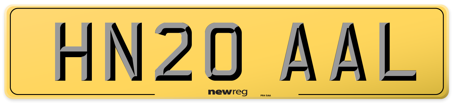 HN20 AAL Rear Number Plate