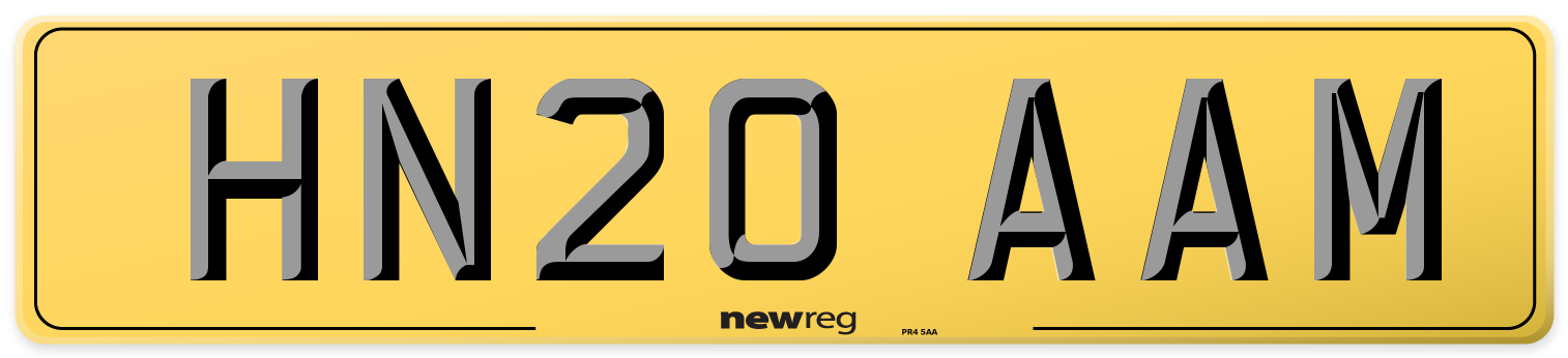 HN20 AAM Rear Number Plate