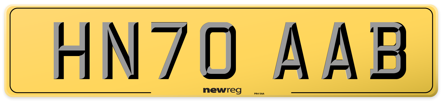 HN70 AAB Rear Number Plate