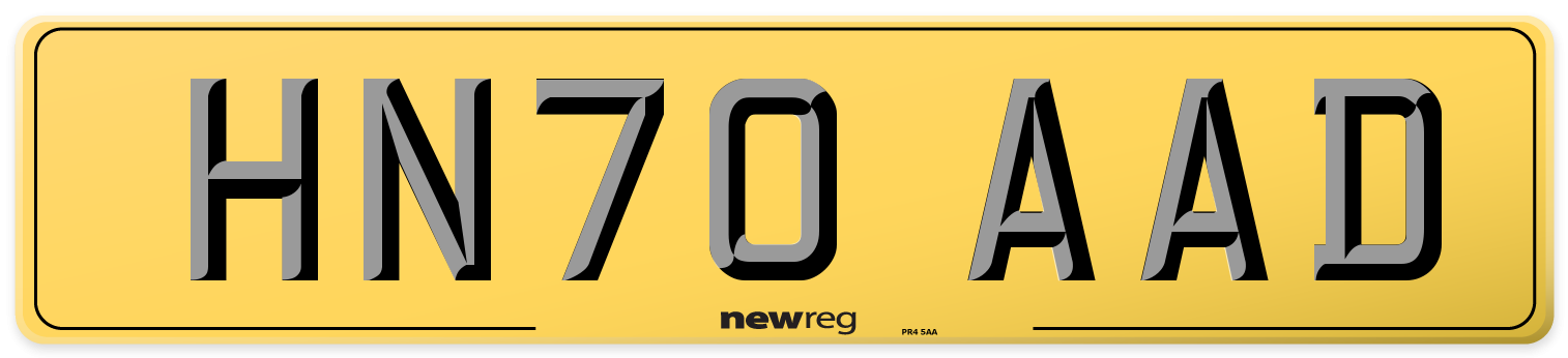 HN70 AAD Rear Number Plate