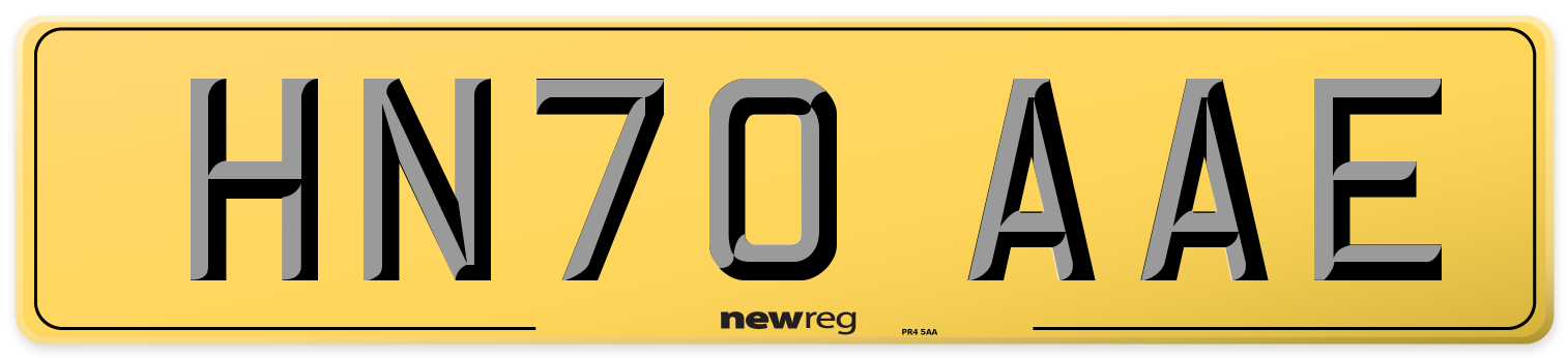 HN70 AAE Rear Number Plate