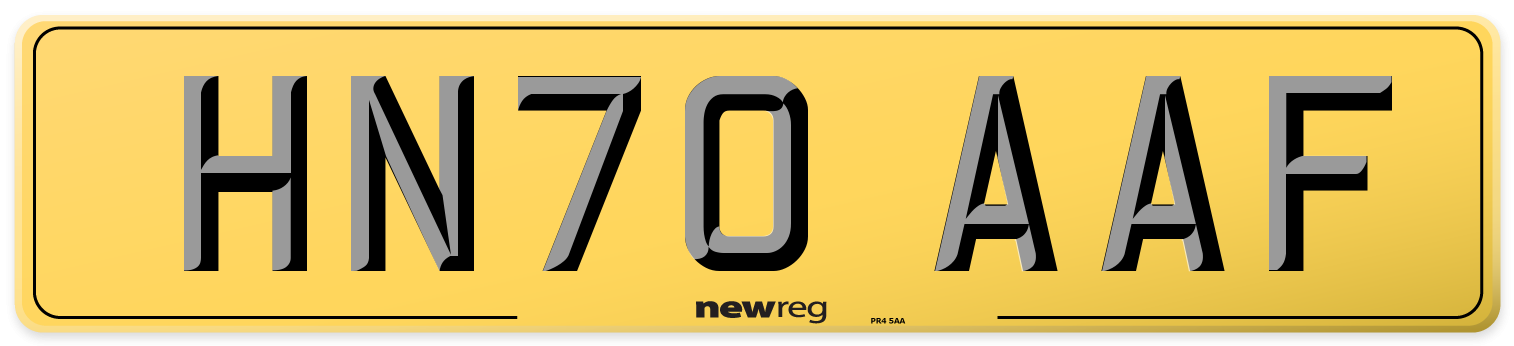 HN70 AAF Rear Number Plate