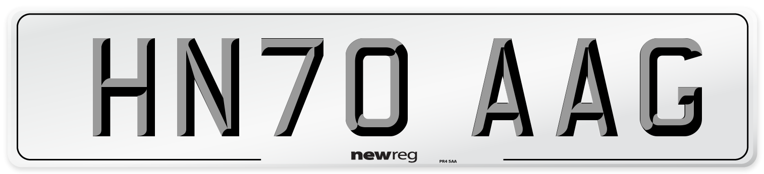HN70 AAG Front Number Plate