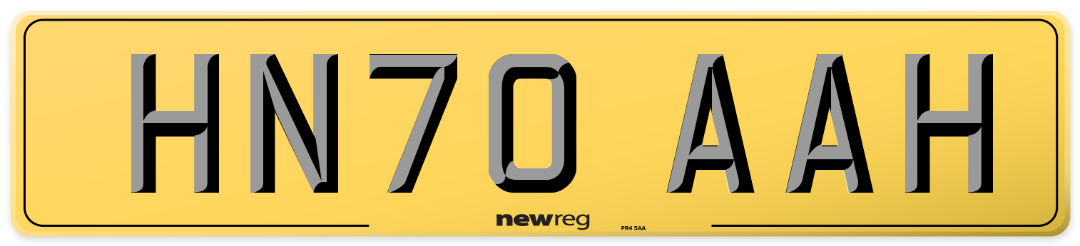 HN70 AAH Rear Number Plate
