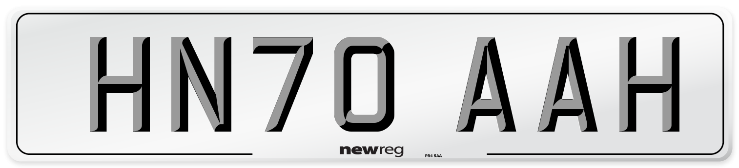 HN70 AAH Front Number Plate