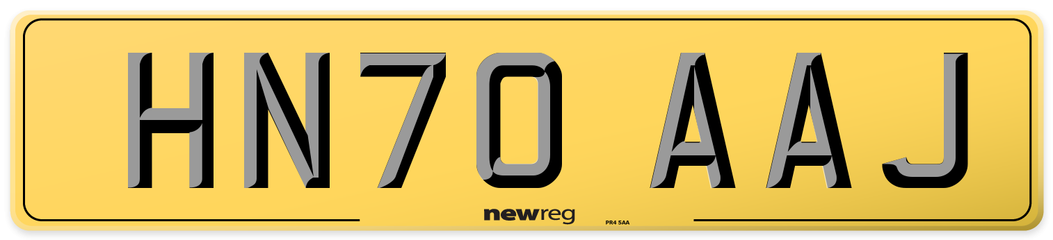 HN70 AAJ Rear Number Plate
