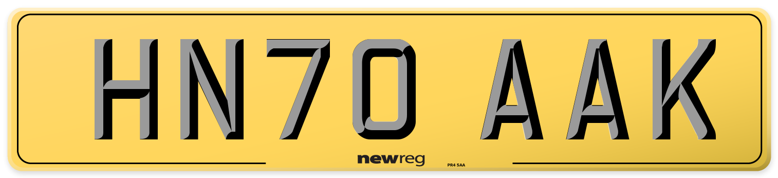 HN70 AAK Rear Number Plate