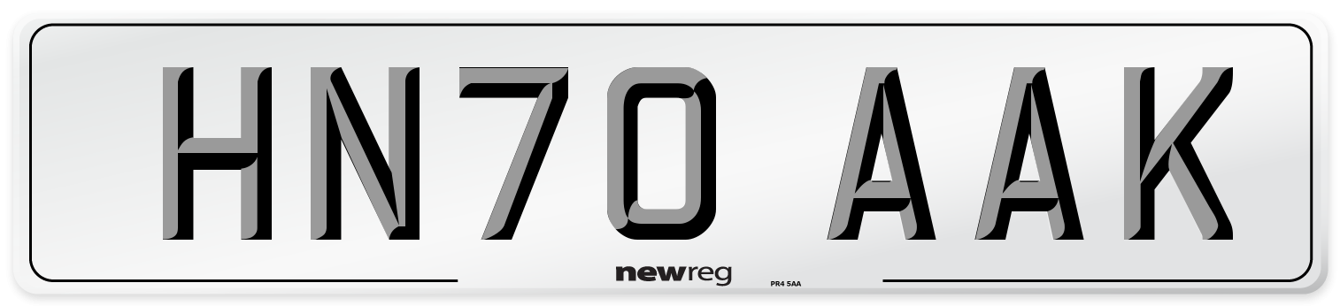 HN70 AAK Front Number Plate