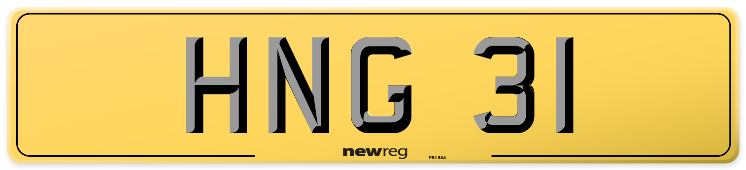 HNG 31 Rear Number Plate
