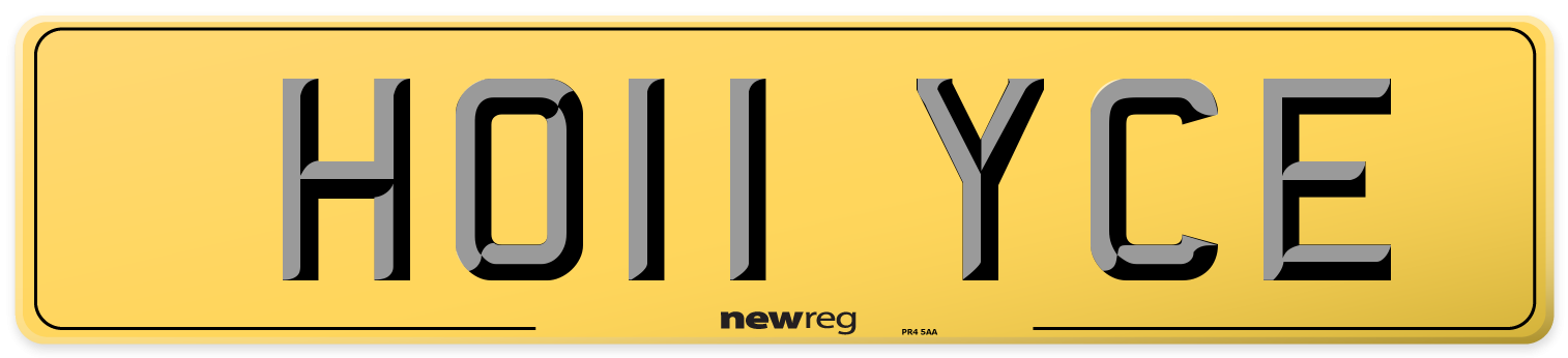 HO11 YCE Rear Number Plate
